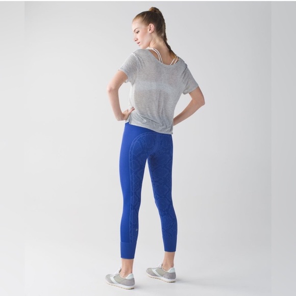 Lululemon Ebb To Street Pant Size 4 Heathered Sapphire Blue Seamless Leggings - Picture 2 of 16